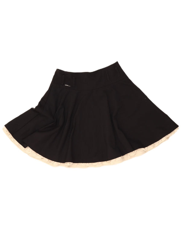 Gonna a trapezio a vita alta da donna MOSCHINO UK 12 media W28 nera