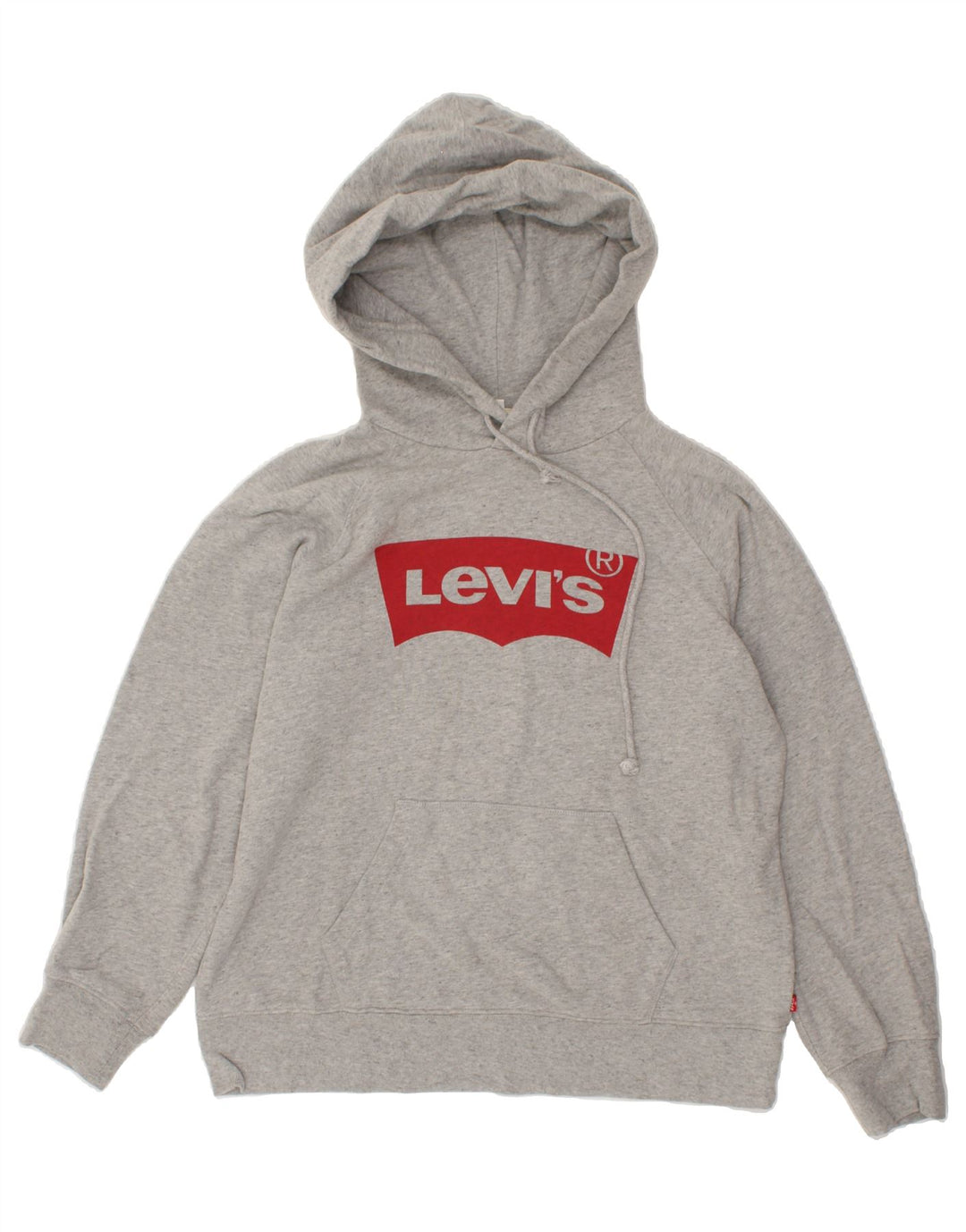 LEVI'S Womens Graphic Hoodie Jumper UK 14 Medium Grey Cotton Vintage Levi's and Second-Hand Levi's from Messina Hembry 