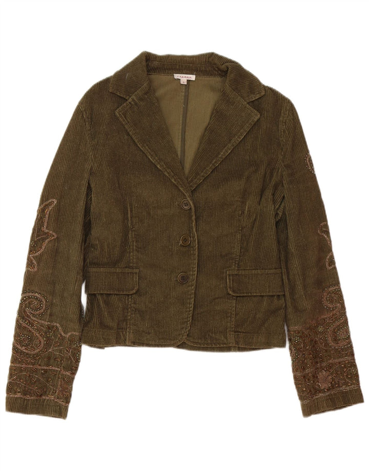 P.A.R.O.S.H. Giacca blazer da donna a 3 bottoni UK 10 Small Khaki Paisley