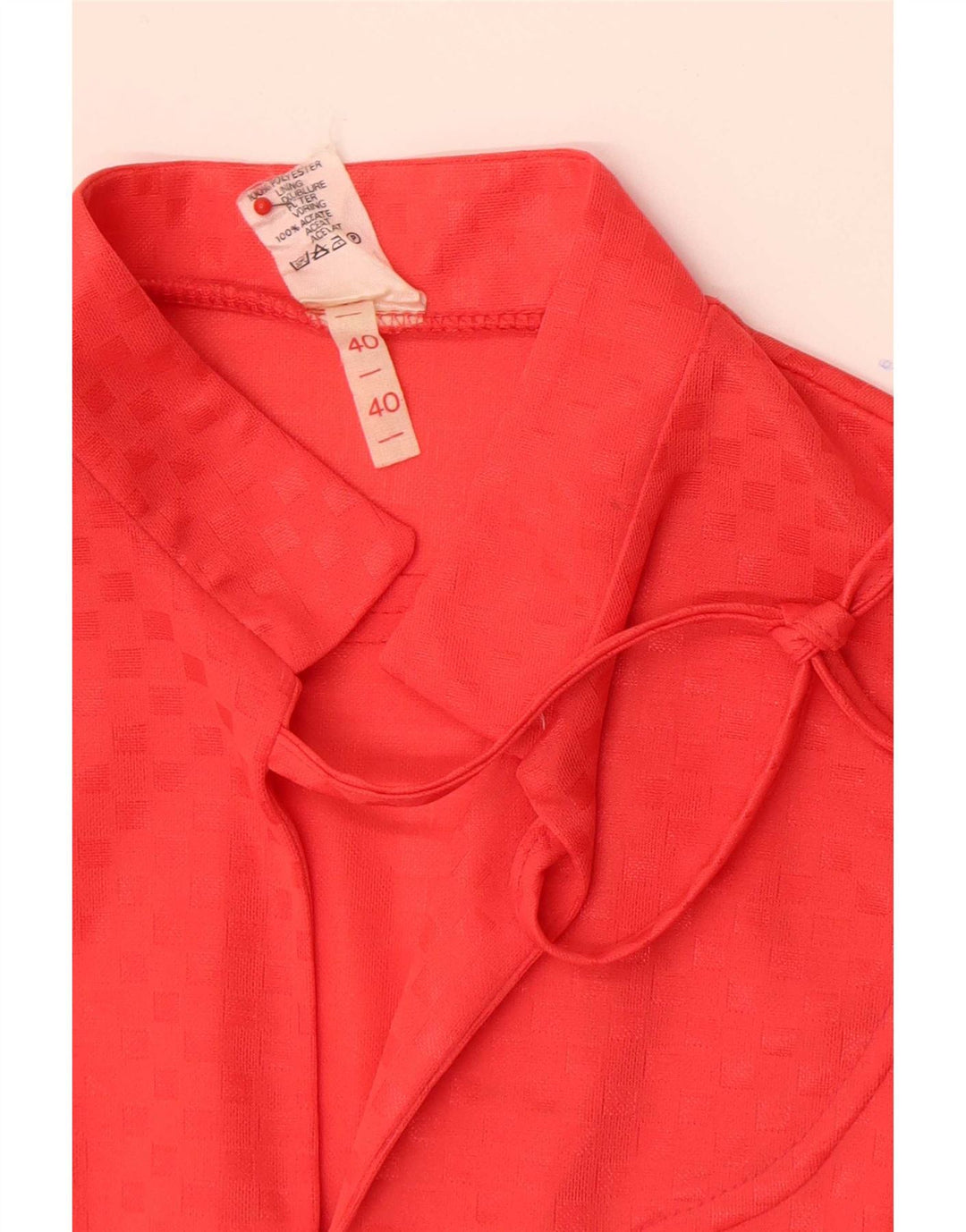 Abito a trapezio a maniche lunghe da donna vintage EU 40 Acetato geometrico rosso medio