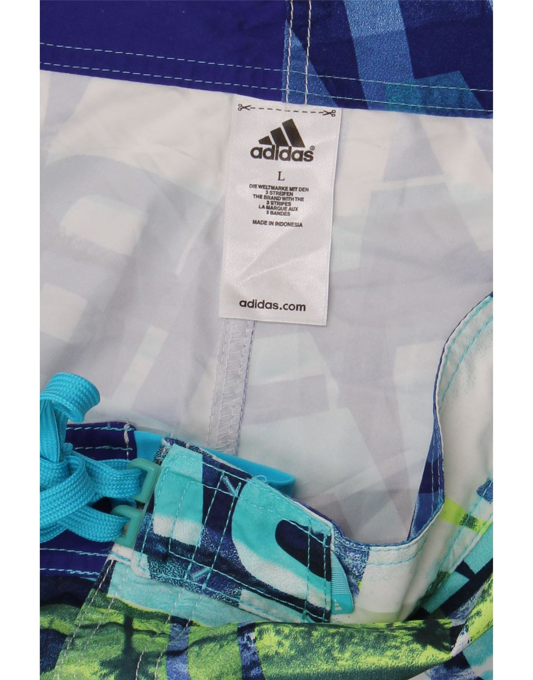 Pantaloncini da bagno Adidas da uomo con motivo grafico astratto, grandi in poliestere blu