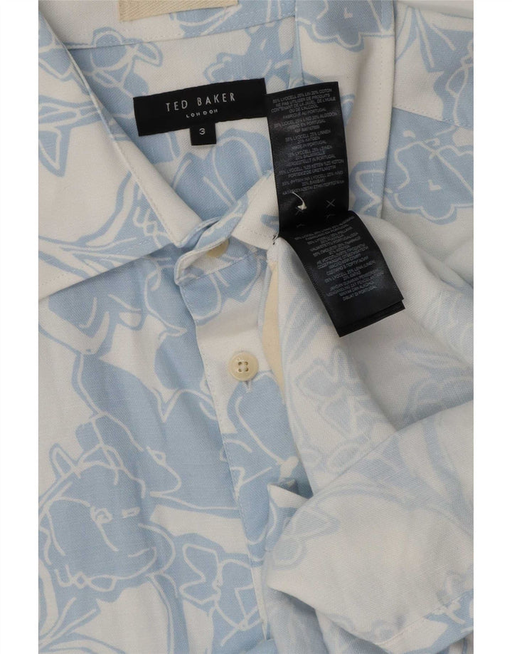 Ted Baker Camicia a maniche corte da uomo taglia 3 Lyocell floreale blu medio