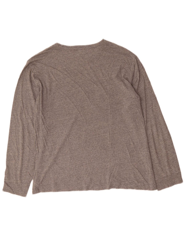Polo Ralph Lauren Top da uomo slim fit personalizzato manica lunga XL grigio chiazzato