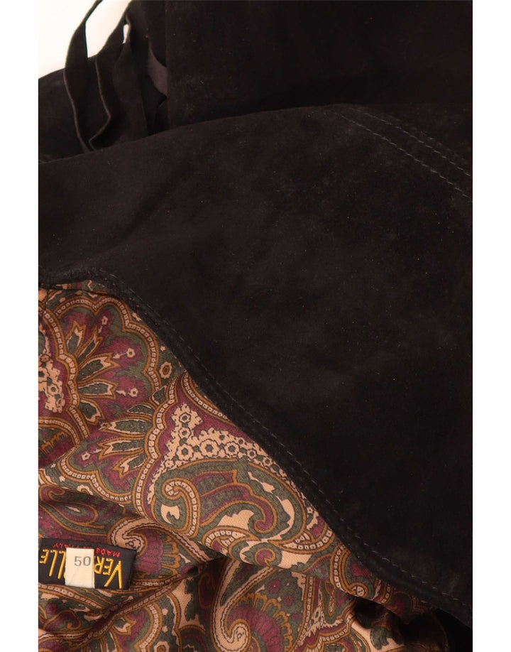 Giacca vintage in pelle scamosciata da donna IT 50 XL Cowboy in pelle nera