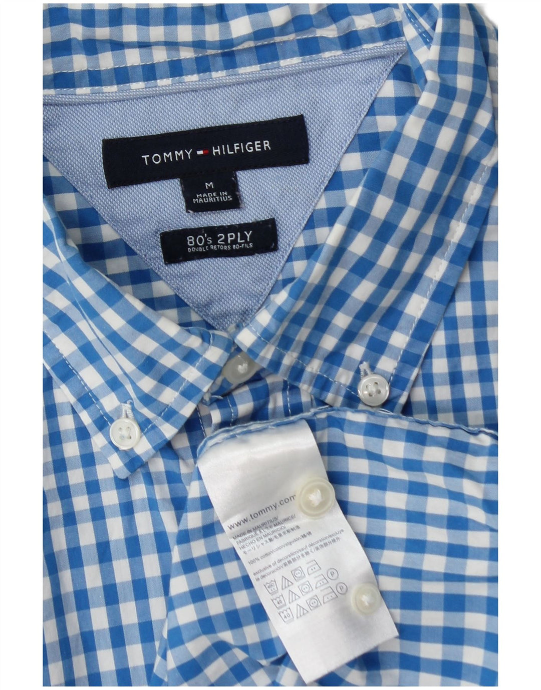 TOMMY HILFIGER Camicia da uomo in cotone a quadretti blu medio