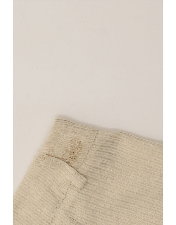 Pantaloncini di velluto a coste da donna Benetton UK 12 Medium W28 Poliestere beige