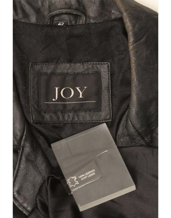 Giacca blazer in pelle da donna a 2 bottoni Joy EU 42 grande nera