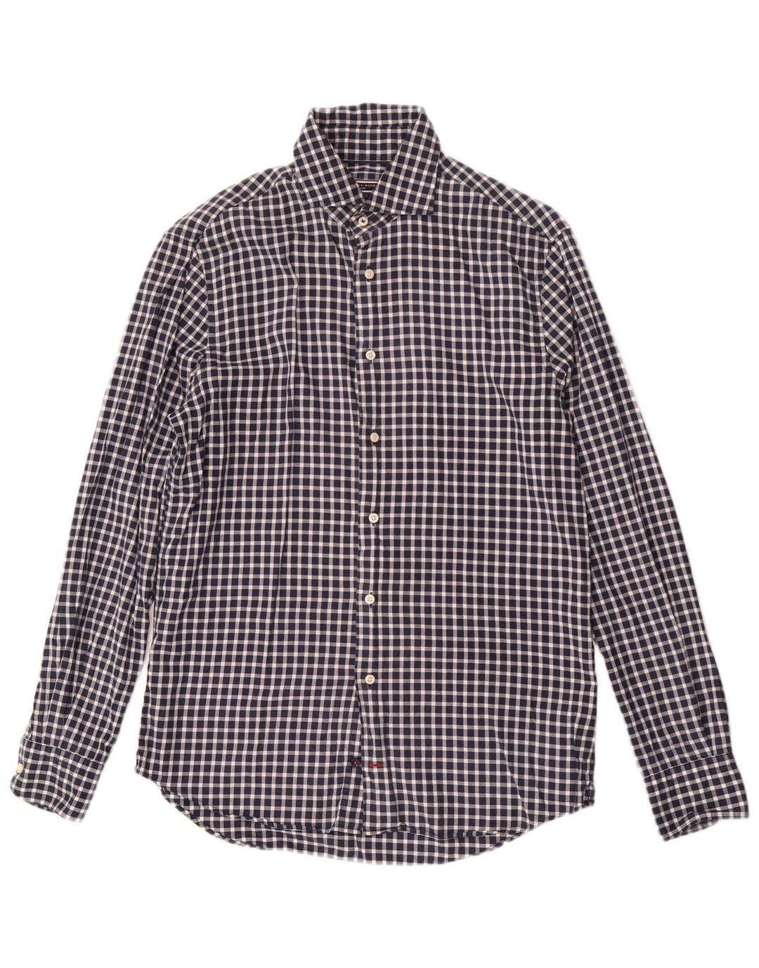 Camicia aderente da uomo Tommy Hilfiger taglia 38 15 cotone a quadretti blu navy medio