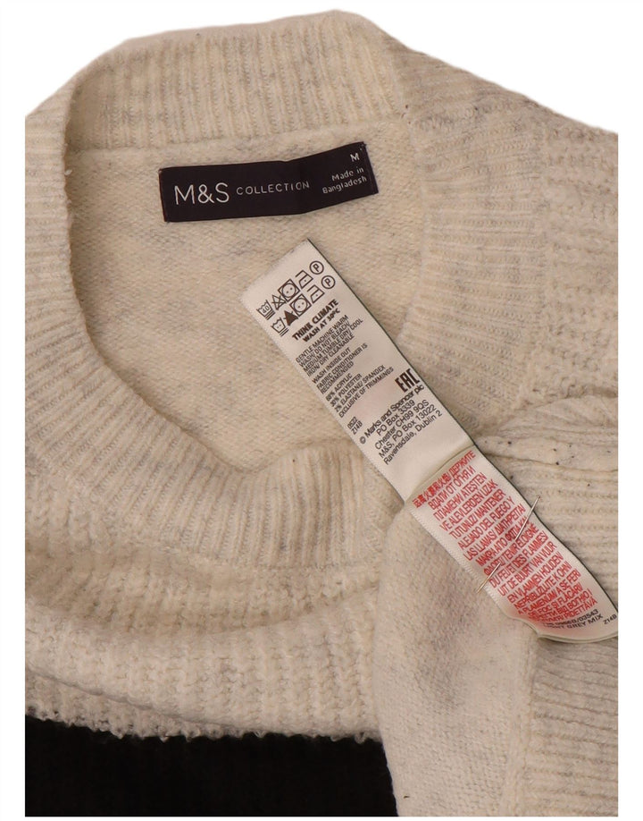 MARKS & SPENCER Maglione da donna con scollo a barca UK 14 a righe bianche medie