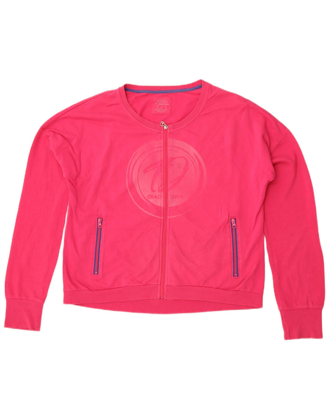 Giacca da ginnastica oversize con grafica Diadora da donna UK 16 Large Rosa