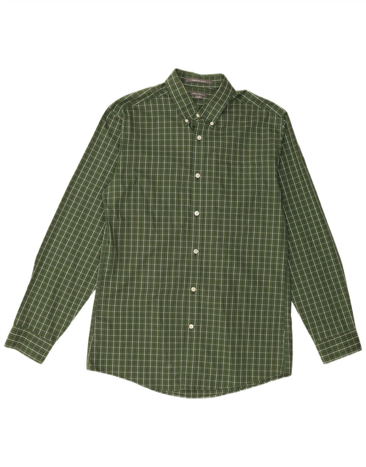 Eddie Bauer Mens Slim Fit Shirt Medium Green Check Cotton