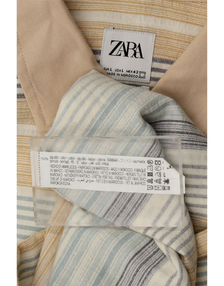 Polo Zara da uomo grande in cotone a righe multicolori