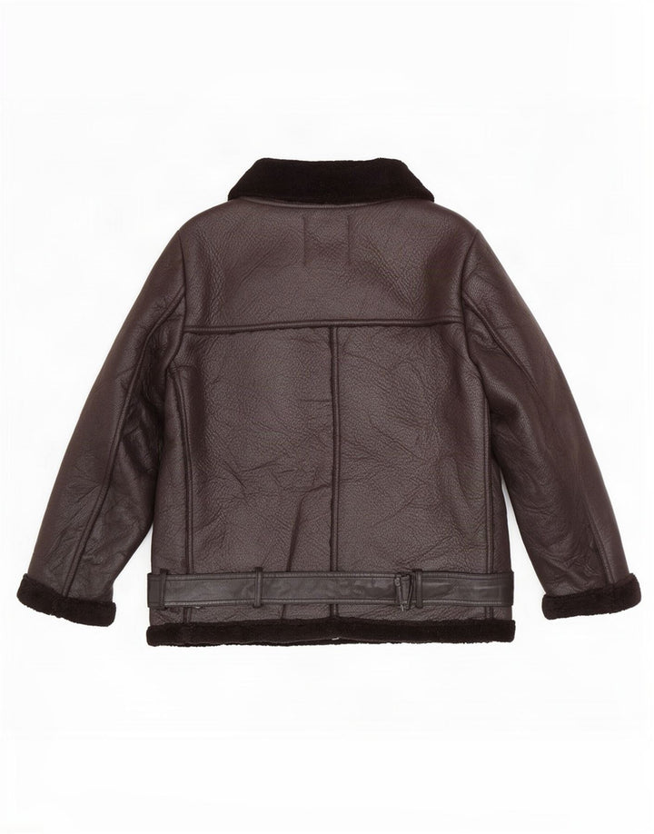 Giacca da motociclista in ecopelle Sherpa da donna Zara UK 14 poliestere nero medio