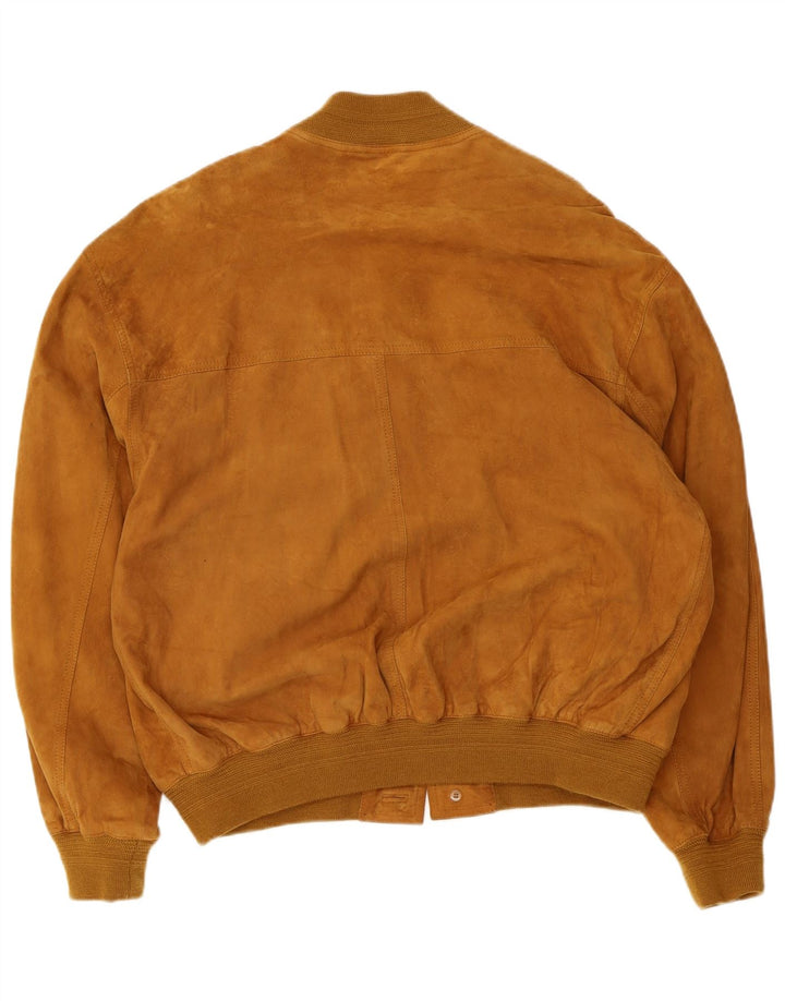 Giubbotto bomber in pelle scamosciata vintage da uomo UK 40 grande in pelle marrone