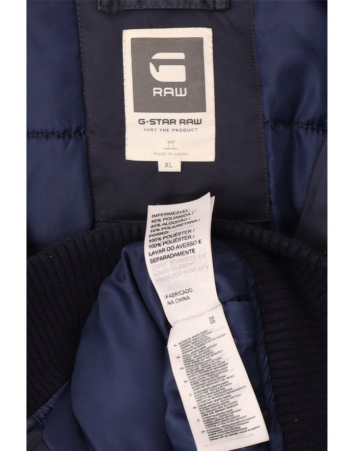 Giacca imbottita con cappuccio da uomo G-Star UK 42 XL Blu navy in poliammide