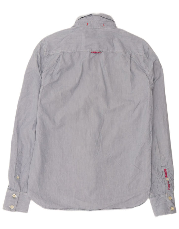 Camicia da uomo Superdry in cotone gessato blu medio