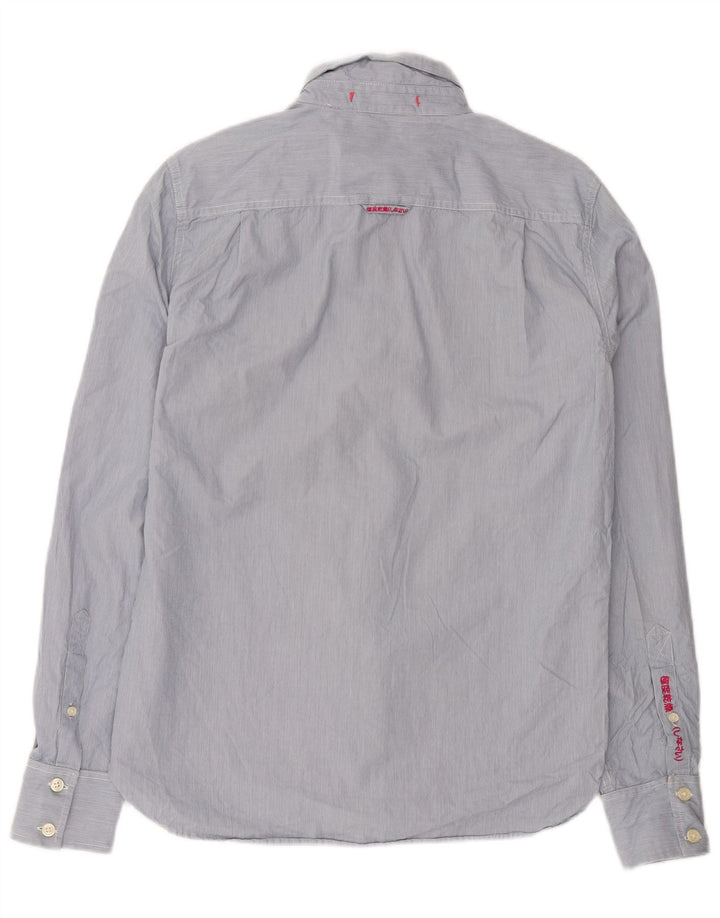 Camicia da uomo Superdry in cotone gessato blu medio