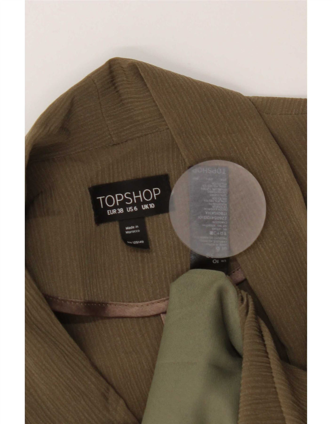 Giacca blazer oversize da donna a 1 bottone Topshop UK 10 piccolo gessato kaki