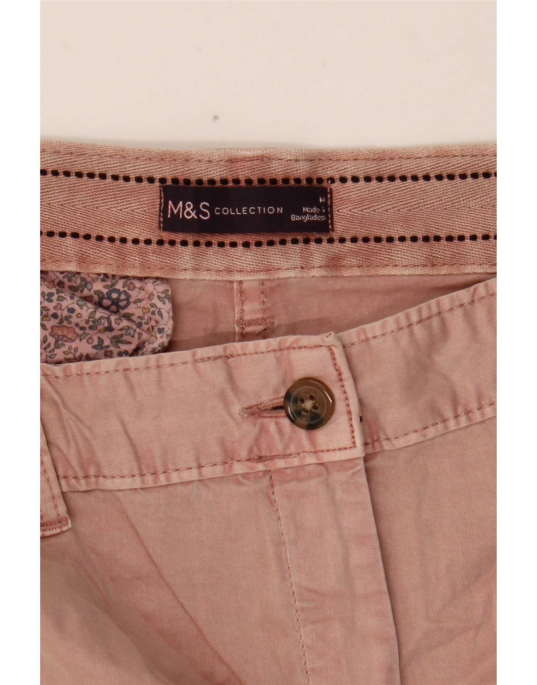 Pantaloncini chino da donna Marks & Spencer UK 14 Large W34 Rosa