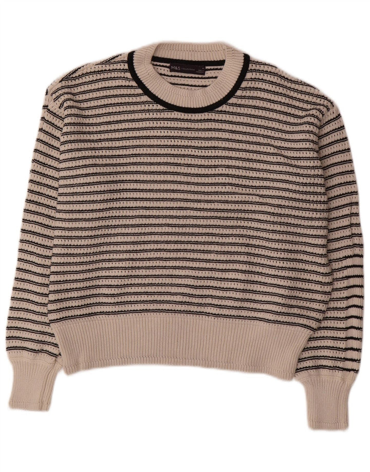 Maglione maglione girocollo da donna Marks & Spencer UK 14 medio bianco sporco