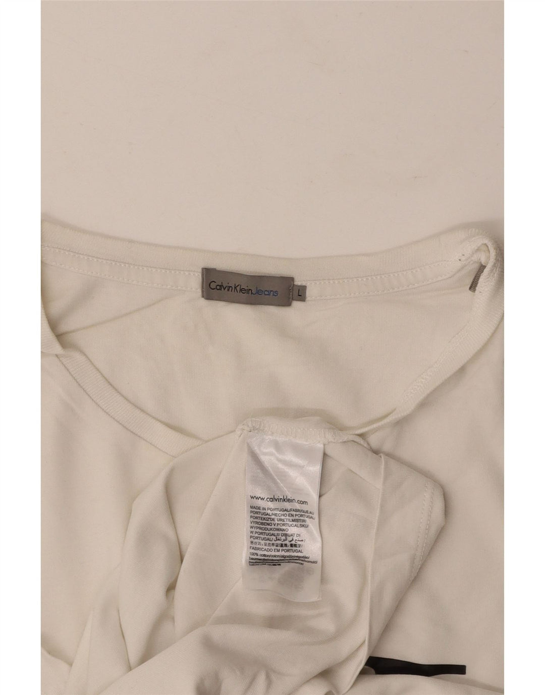 CALVIN KLEIN JEANS T-shirt grafica da uomo Top Large in cotone bianco