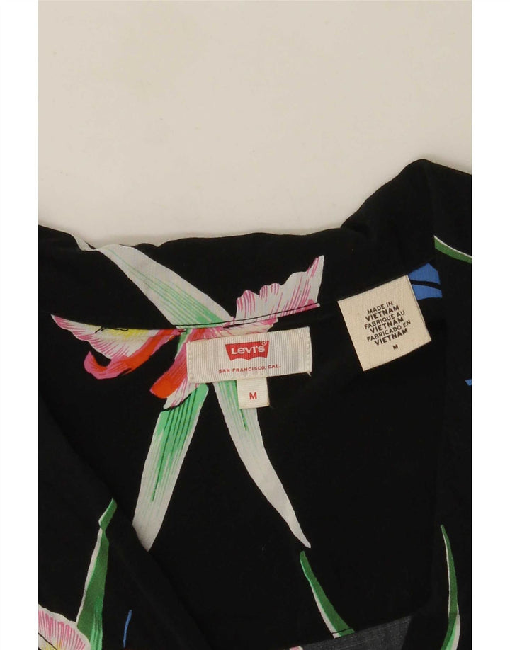 Levi's Donna Camicia Oversize a Maniche Corte Camicetta UK 14 Medio Nero Floreale