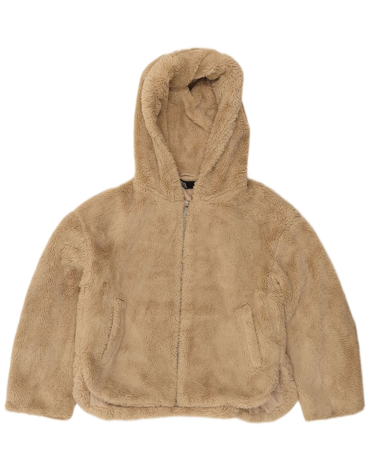 Giacca in pile oversize con cappuccio con orsetto da donna Zara UK 10 piccola Beige