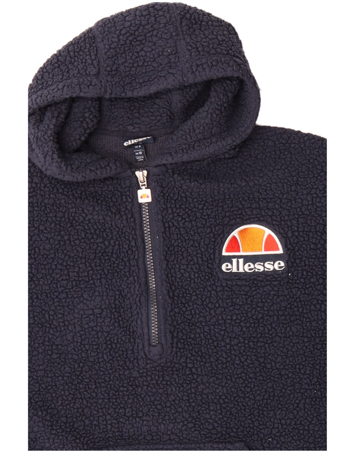 Maglione con cappuccio in pile oversize da donna Ellesse UK 10 Small Blu Navy