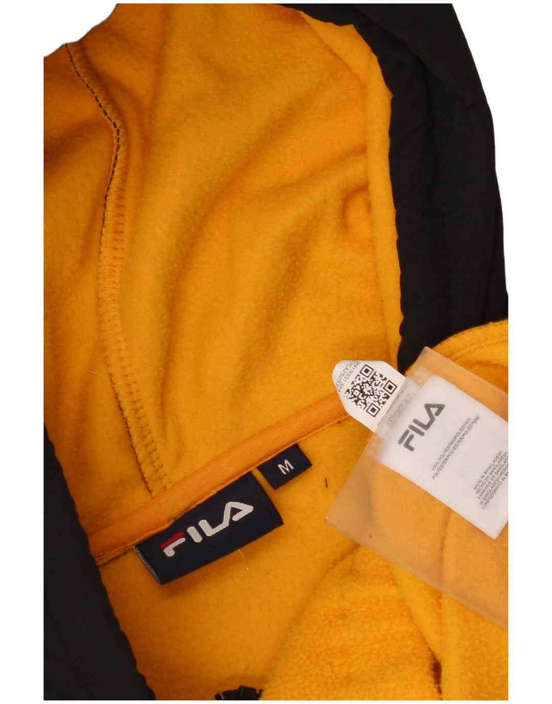 Maglione in pile con cappuccio grafico da uomo Fila in poliestere color block giallo medio