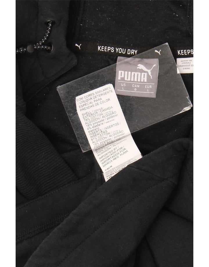 Felpa con cappuccio e zip da uomo Puma grande in cotone nero