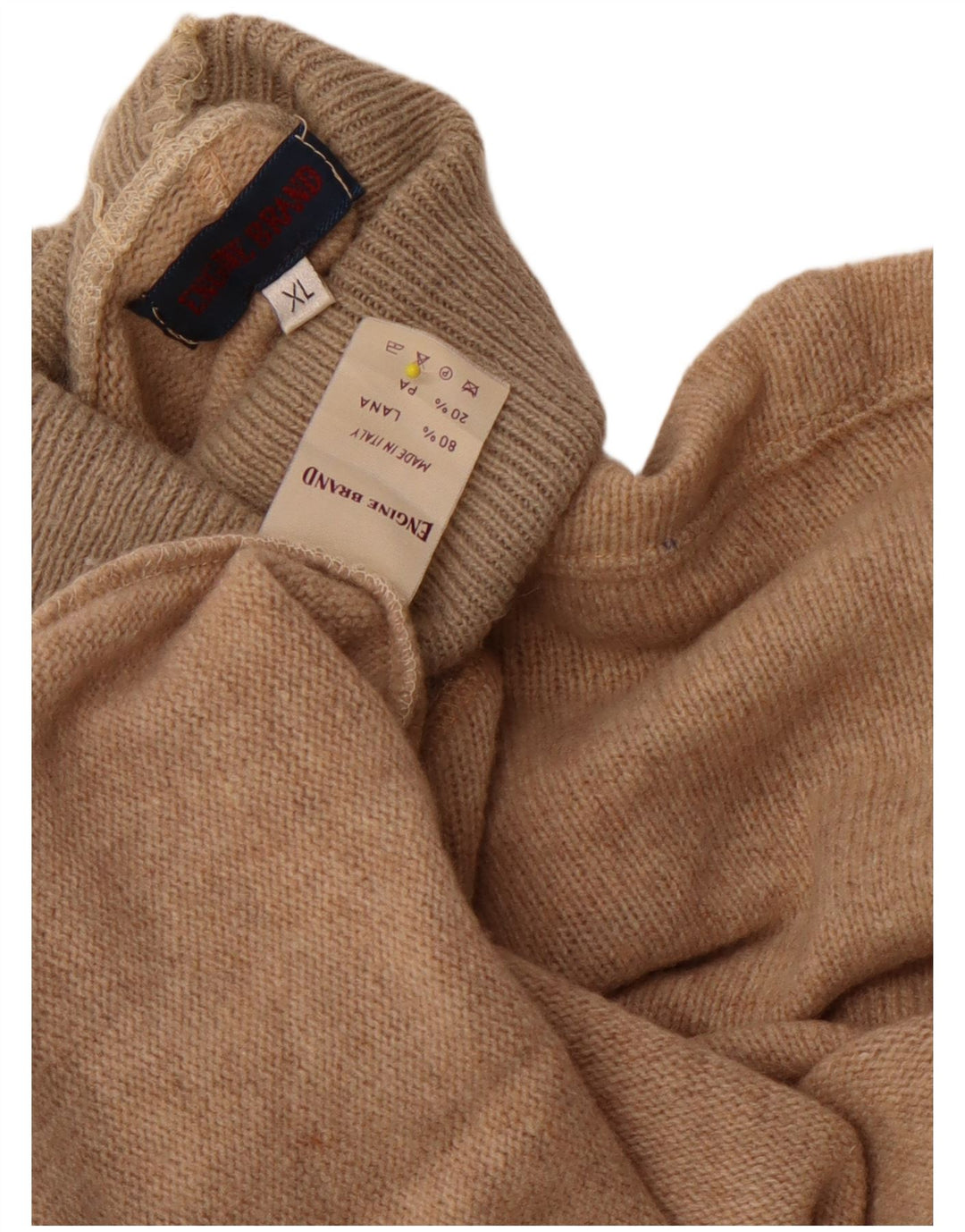 Maglione maglione oversize da donna VINTAGE con collo alto UK 18 XL Lana beige