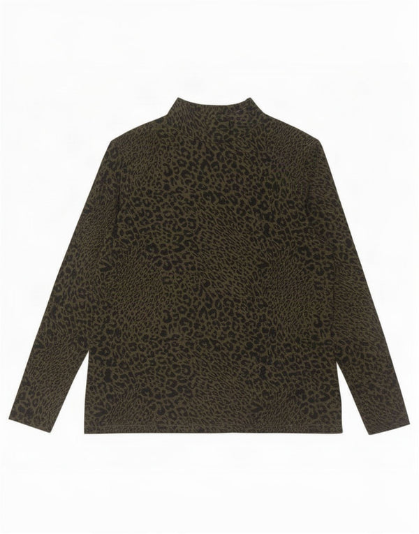 Marks & Spencer Top da donna a maniche lunghe UK 16 grande stampa animale verde
