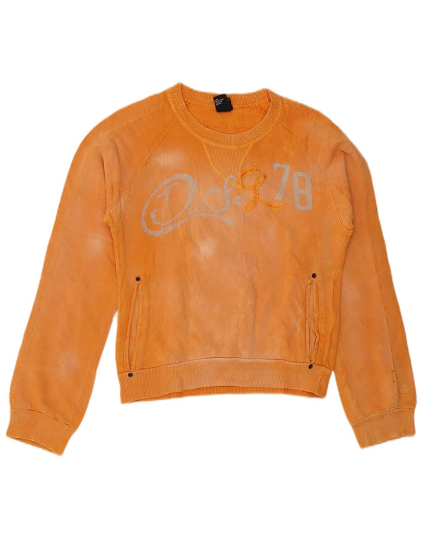 Felpa da donna Diesel con lavaggio acido invecchiato, taglia UK 12, arancione medio