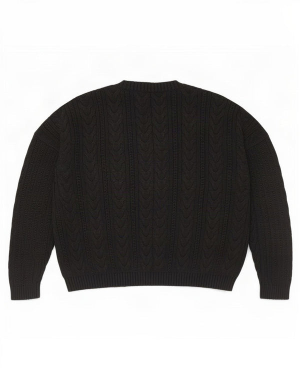 Maglione maglione girocollo oversize da donna Superdry UK 14 grande cotone nero