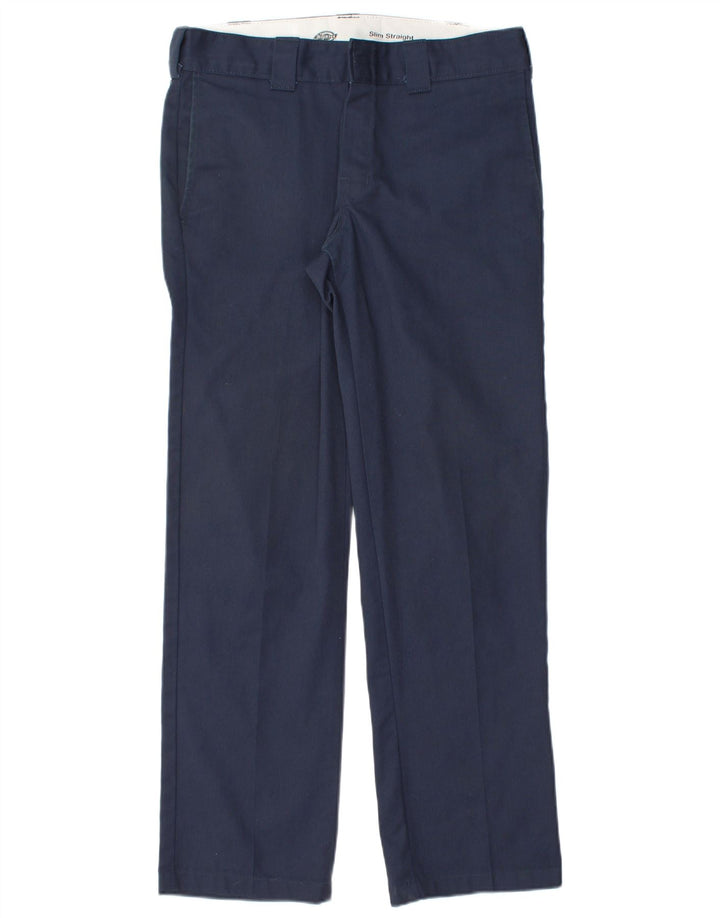 DICKIES Pantaloni chino slim dritti da uomo W32 L32 poliestere blu navy