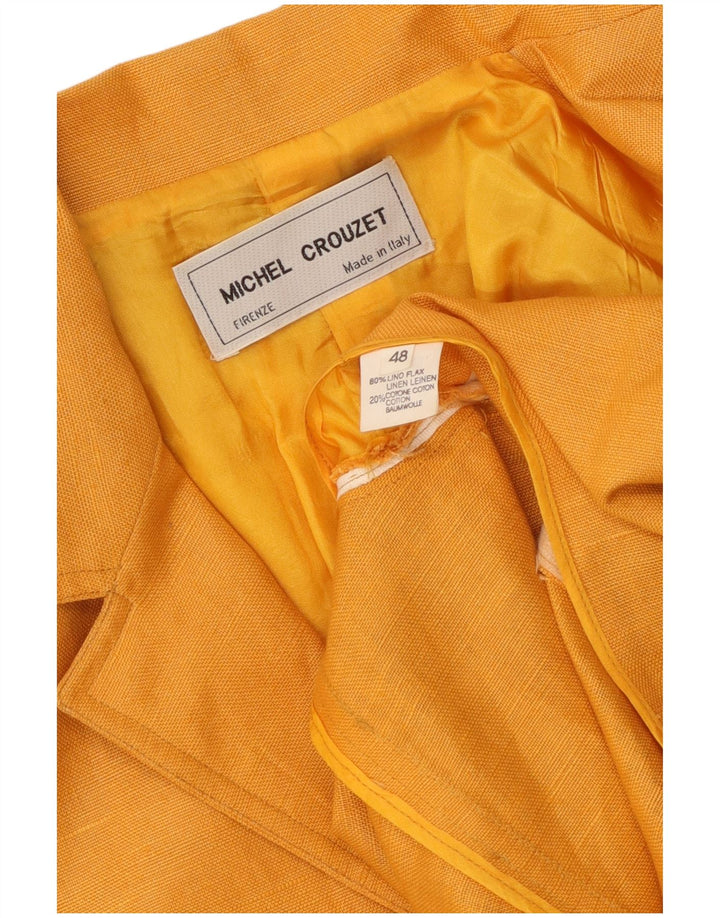 Giacca blazer aperta da donna a maniche corte Michel Crouzet IT 48 XL Lino arancione