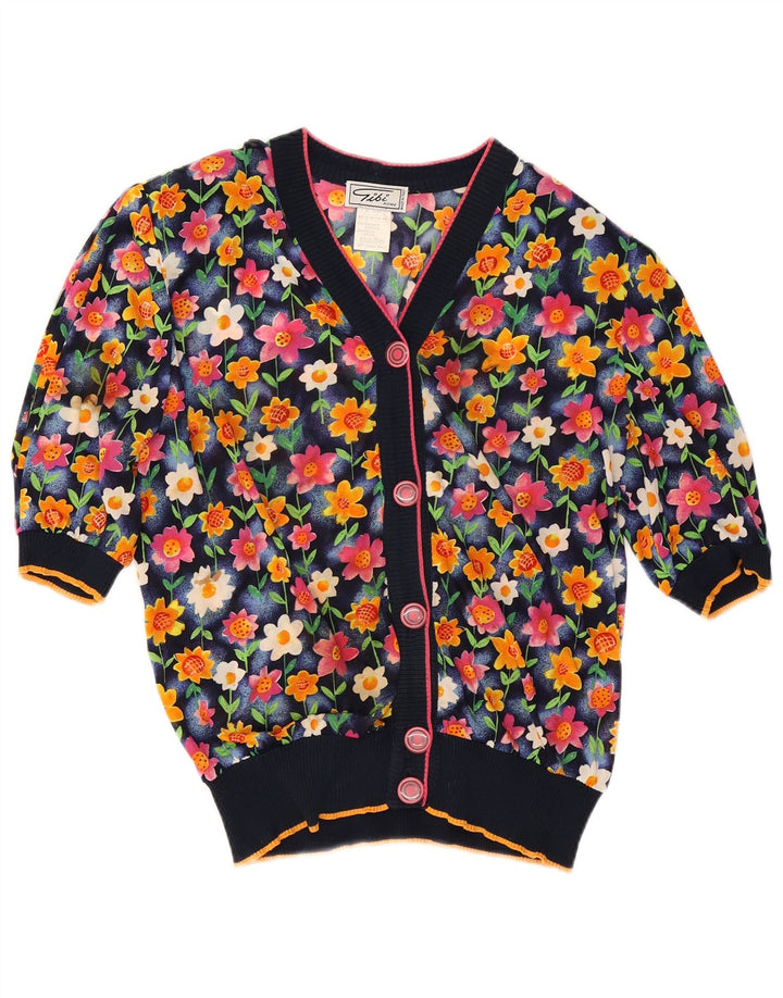 Top cardigan da donna Gibi UK 14 Acetato floreale grande blu navy