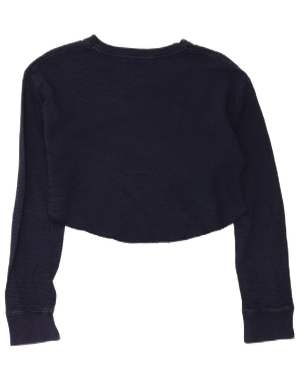 Polo Ralph Lauren Top corto da donna a maniche lunghe UK 18 XL Cotone blu navy