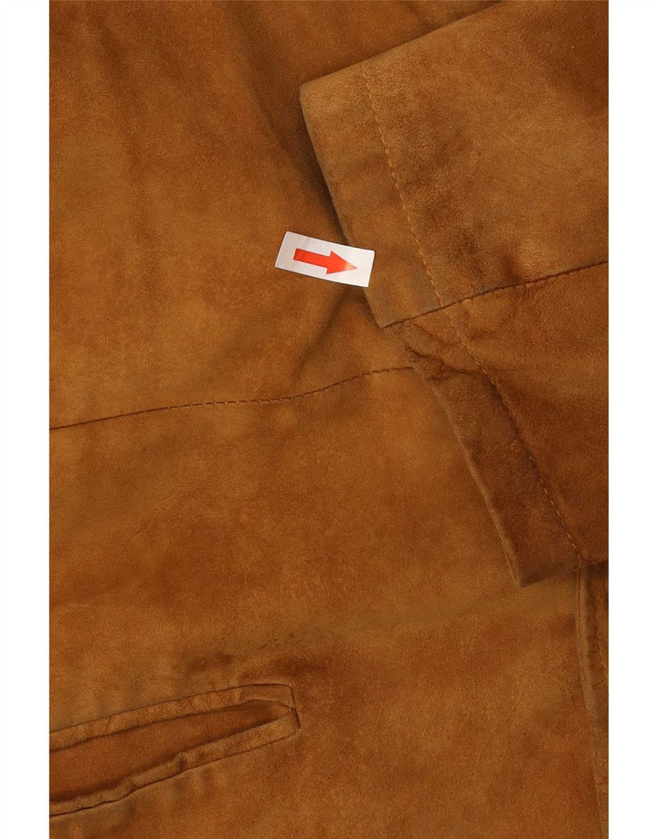 Giacca vintage in pelle scamosciata da uomo IT 46 piccola in pelle marrone