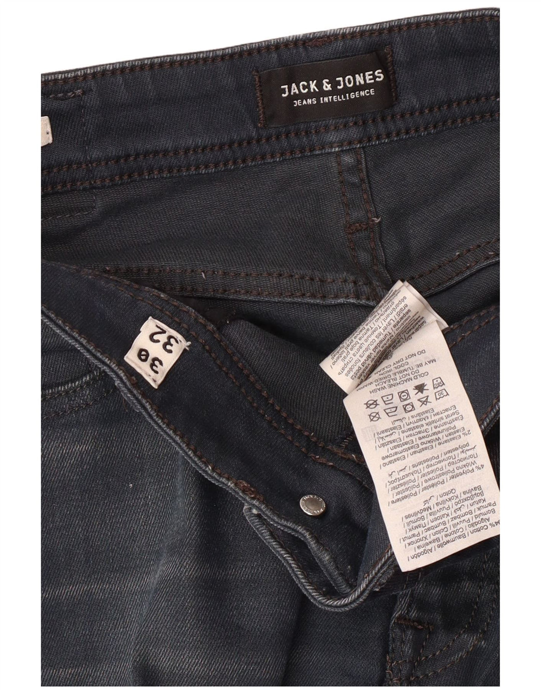 JACK & JONES Jeans dritti Clark da uomo W30 L29 cotone blu navy