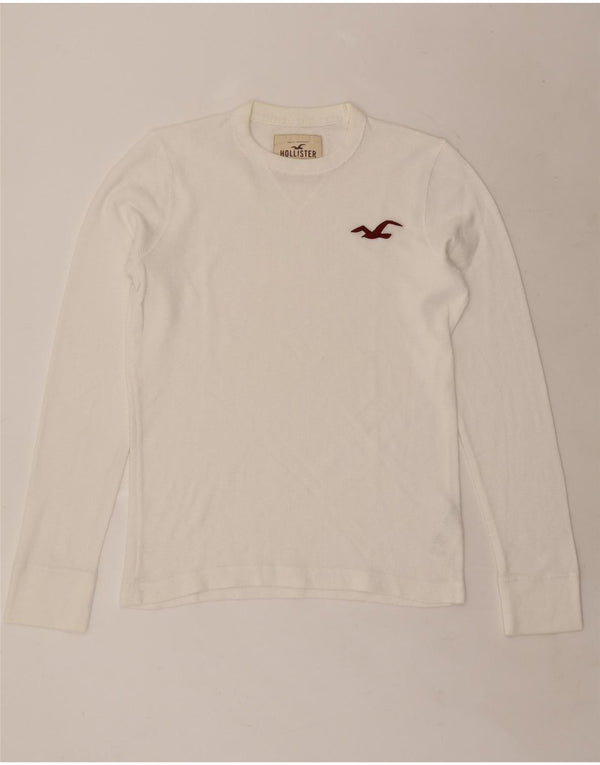 HOLLISTER Top da uomo a maniche lunghe grande in cotone bianco