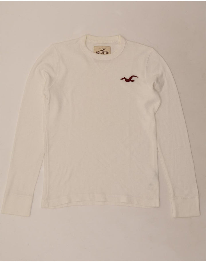 HOLLISTER Top da uomo a maniche lunghe grande in cotone bianco