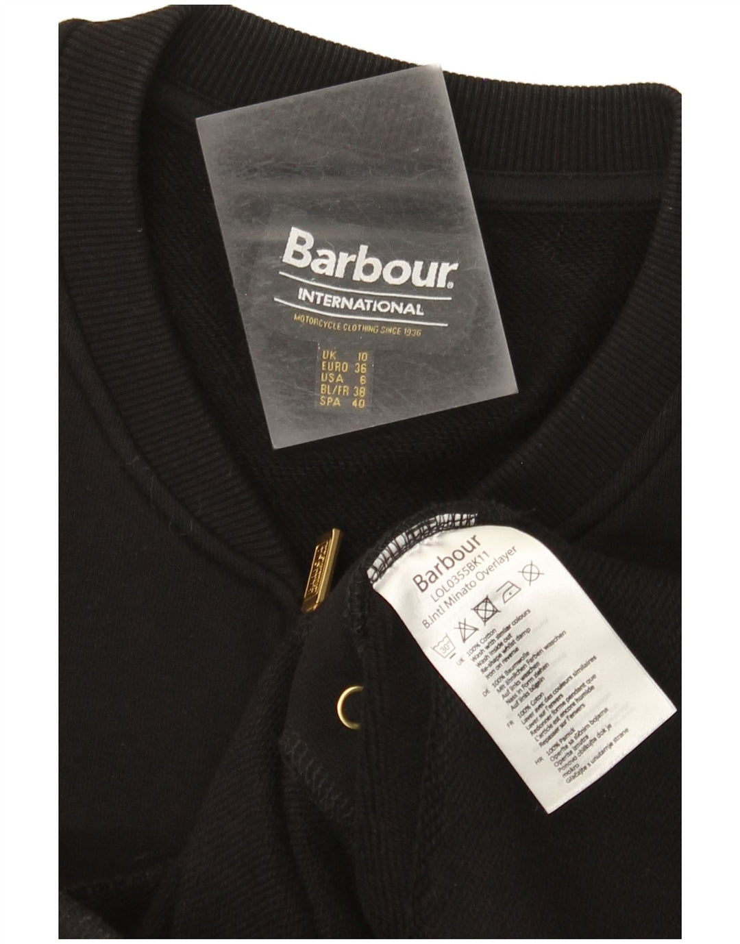 Giacca da tuta da donna Barbour UK 10 piccola in cotone nero