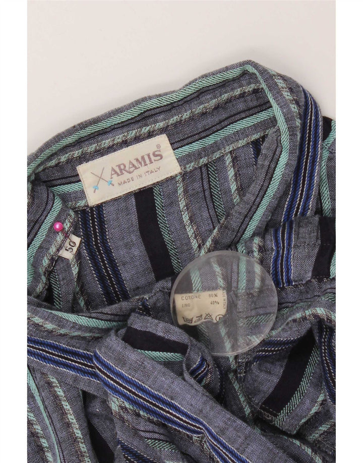 Camicia Aramis Uomo Manica Corta IT 50 Cotone Rigato Blu Medio