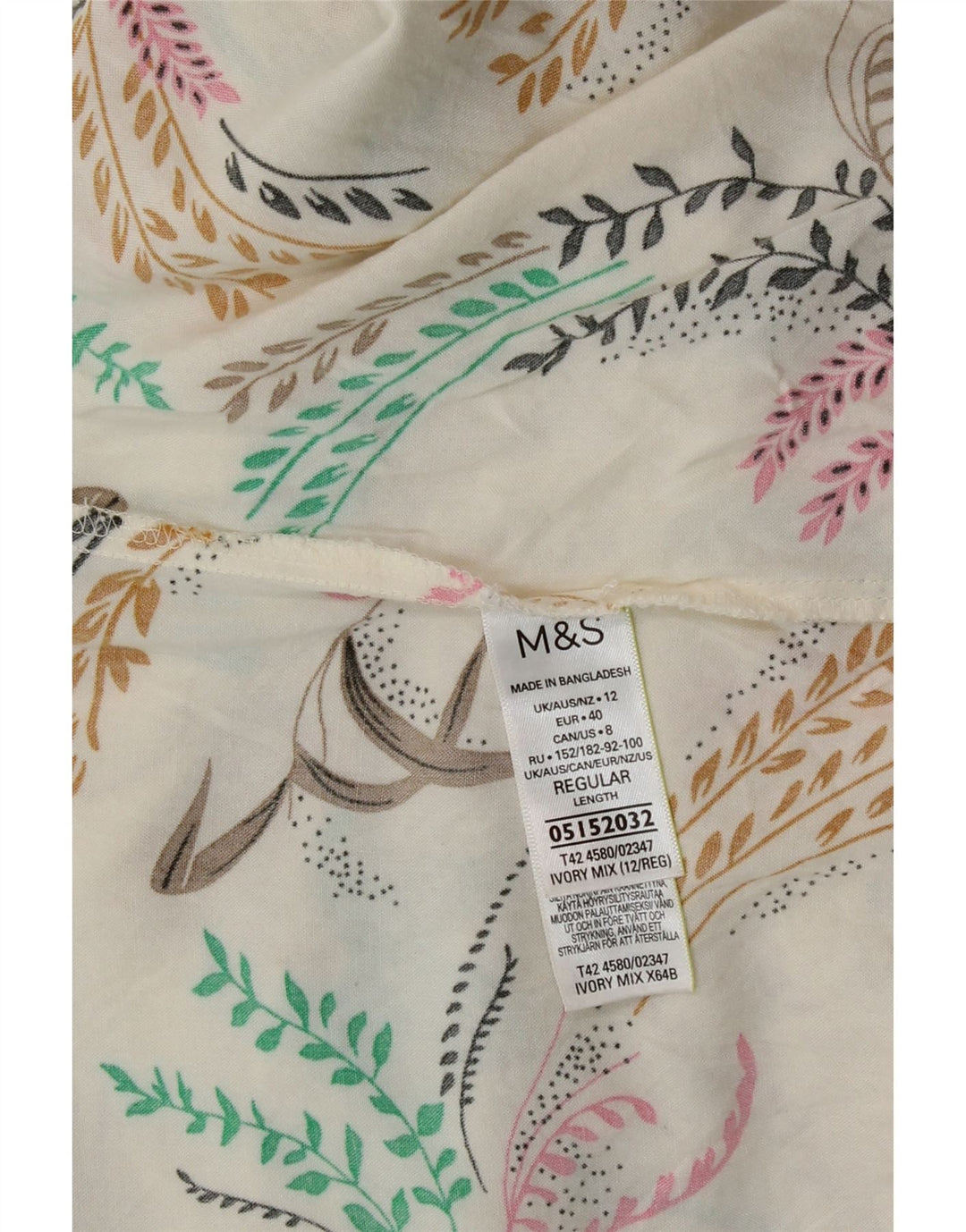 Vestito estivo da donna Marks & Spencer UK 12 Viscosa floreale media bianco sporco