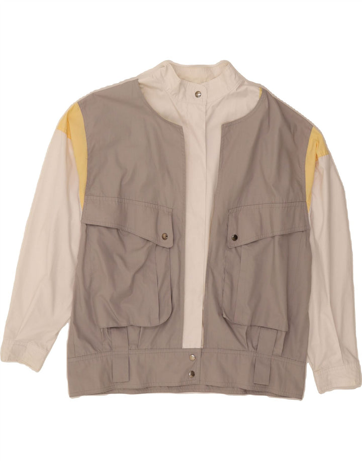 VINTAGE Womens Oversized Bomber Jacket IT 44 Medium Grey Colourblock Vintage Vintage and Second-Hand Vintage from Messina Hembry 