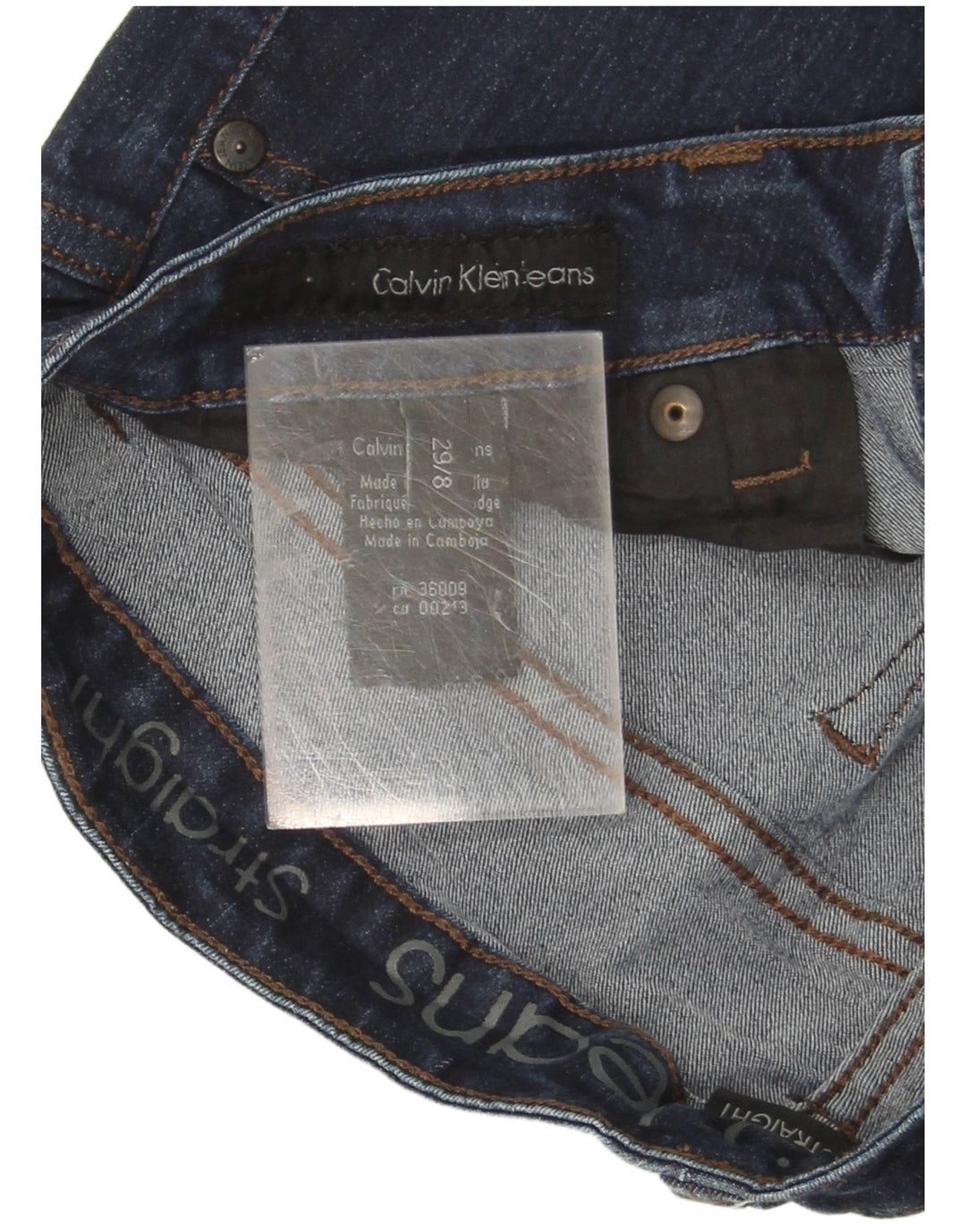 Jeans dritti da donna Calvin Klein US 8 Medium W29 L31 Cotone blu navy