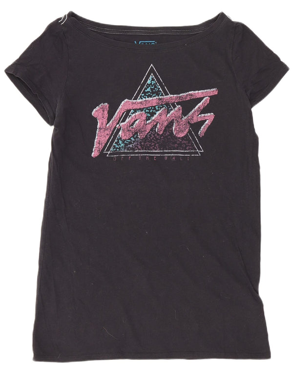 T-shirt grafica da donna Vans Top UK 14 grande cotone nero