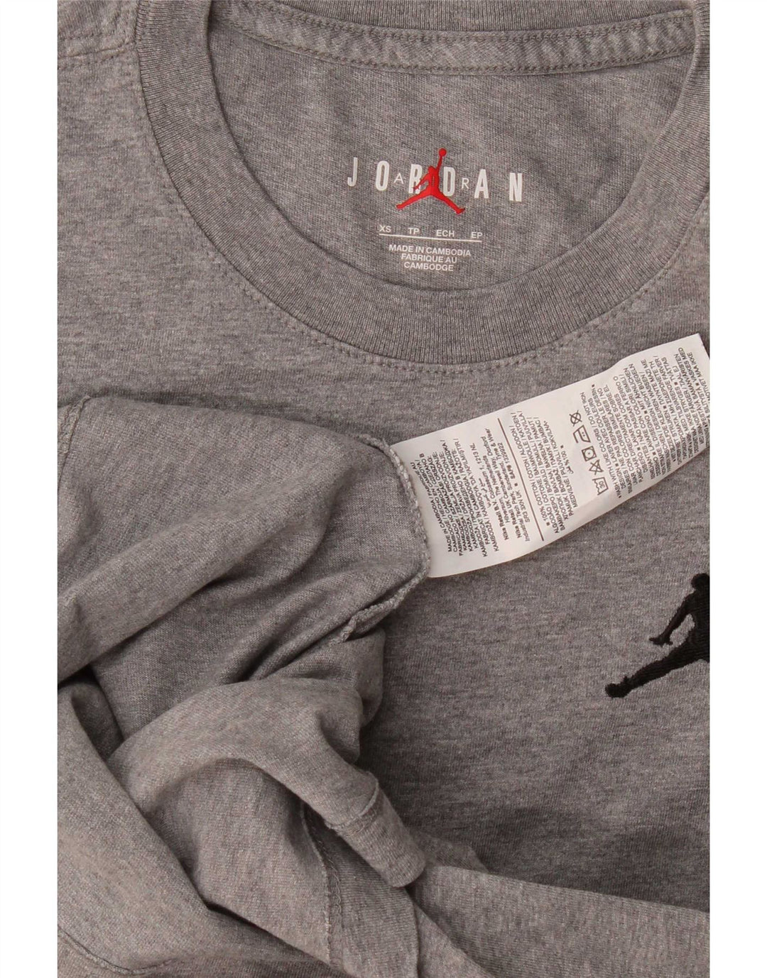 T-shirt Jordan da uomo Top XS in cotone chiazzato grigio