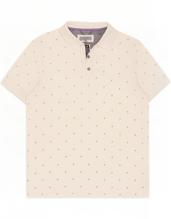 Ted Baker Polo da uomo con motivo astratto taglia 5 XL Cotone bianco